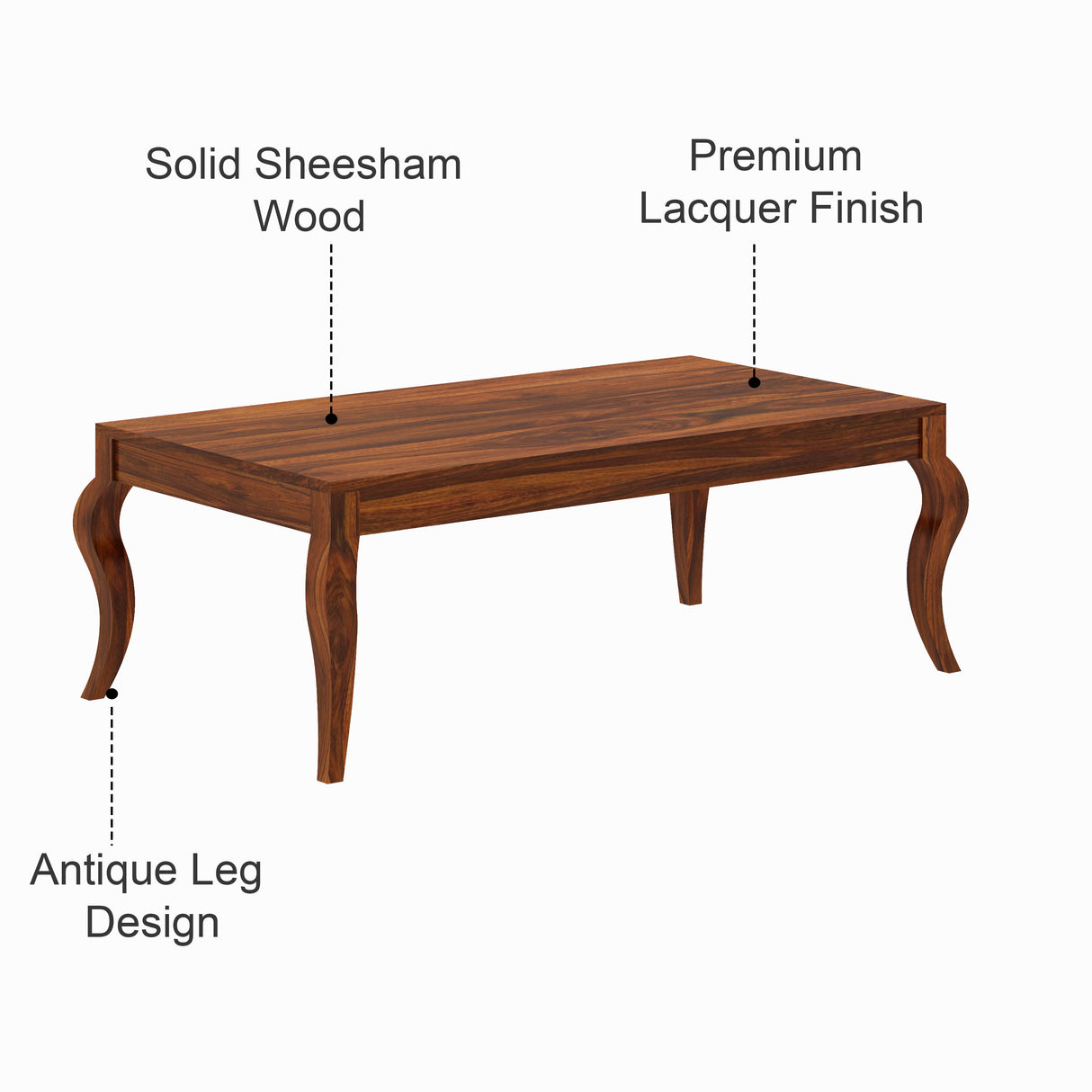 JORDAN Solid Sheesham Wood Coffee Table - 3 Years Warranty
