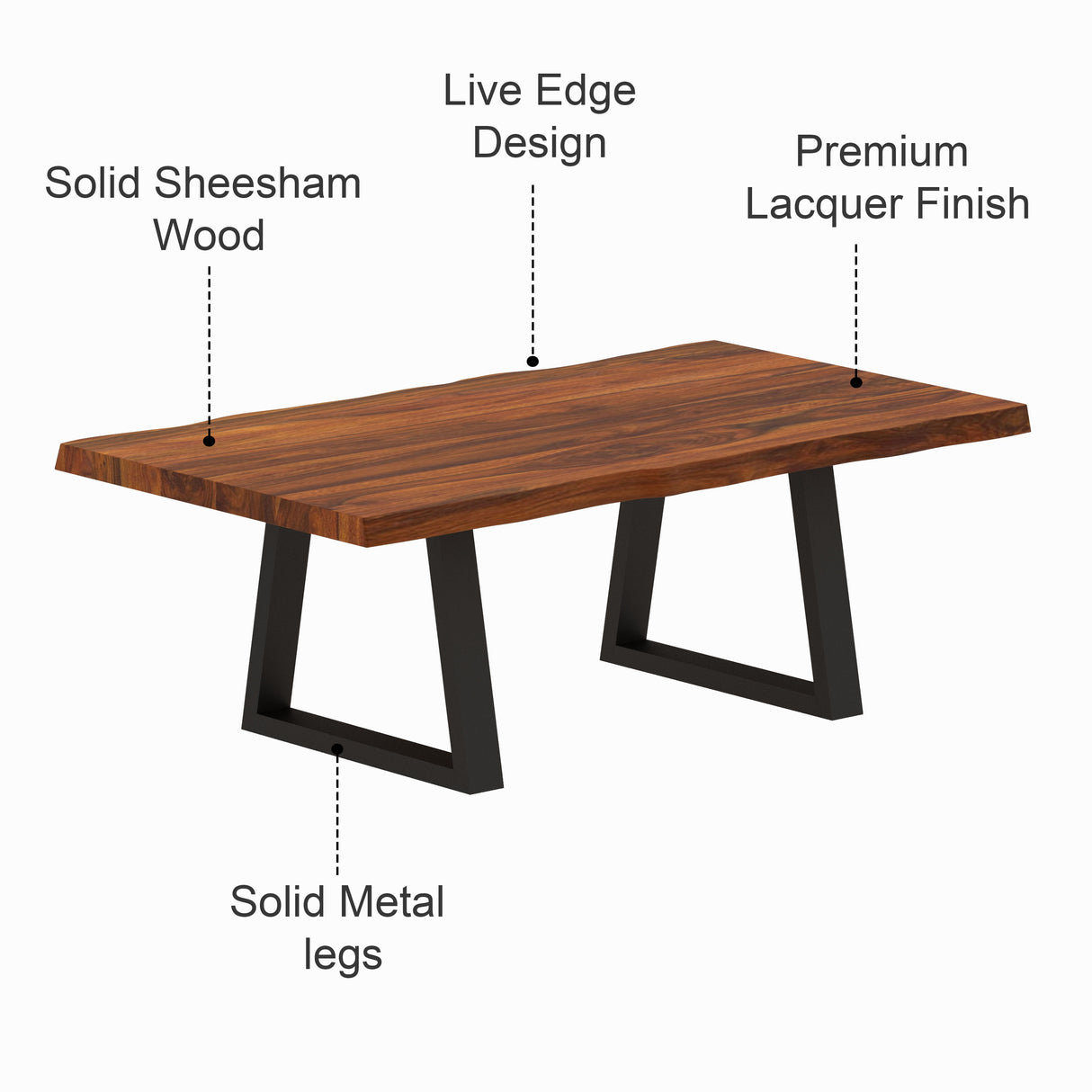 EDGE Solid Sheesham Wood Coffee Table - 3 Years Warranty