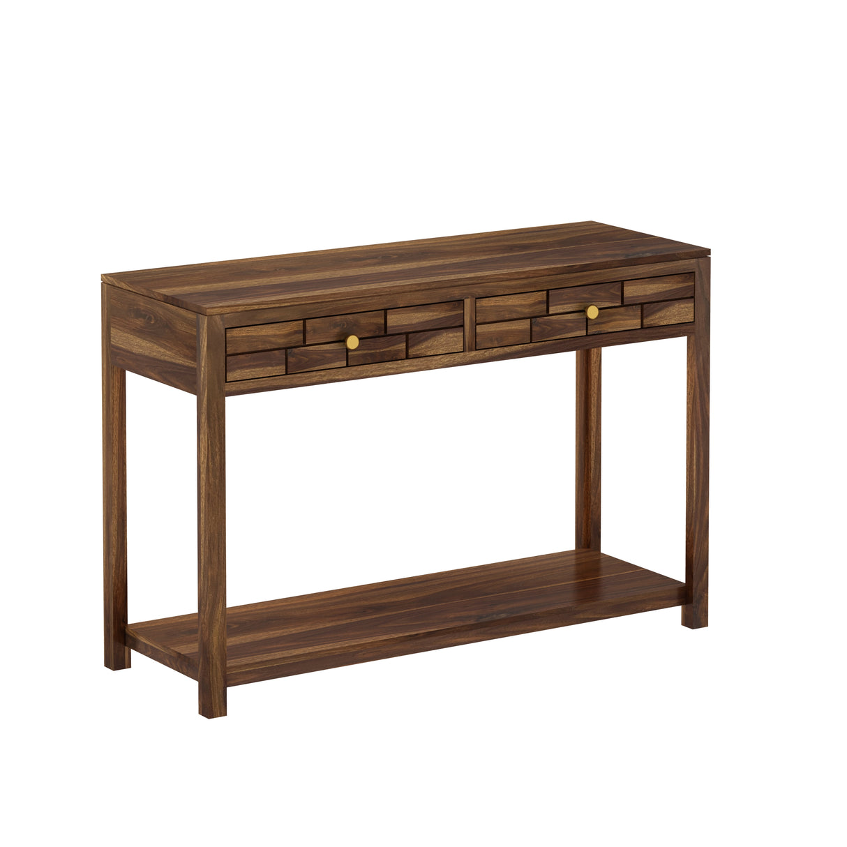 Italian Solid Sheesham Wood Console Table With Two Drawer - 3 Years Warranty