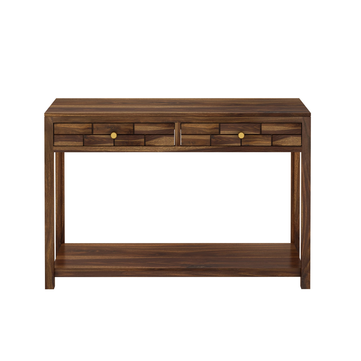 Italian Solid Sheesham Wood Console Table With Two Drawer - 3 Years Warranty
