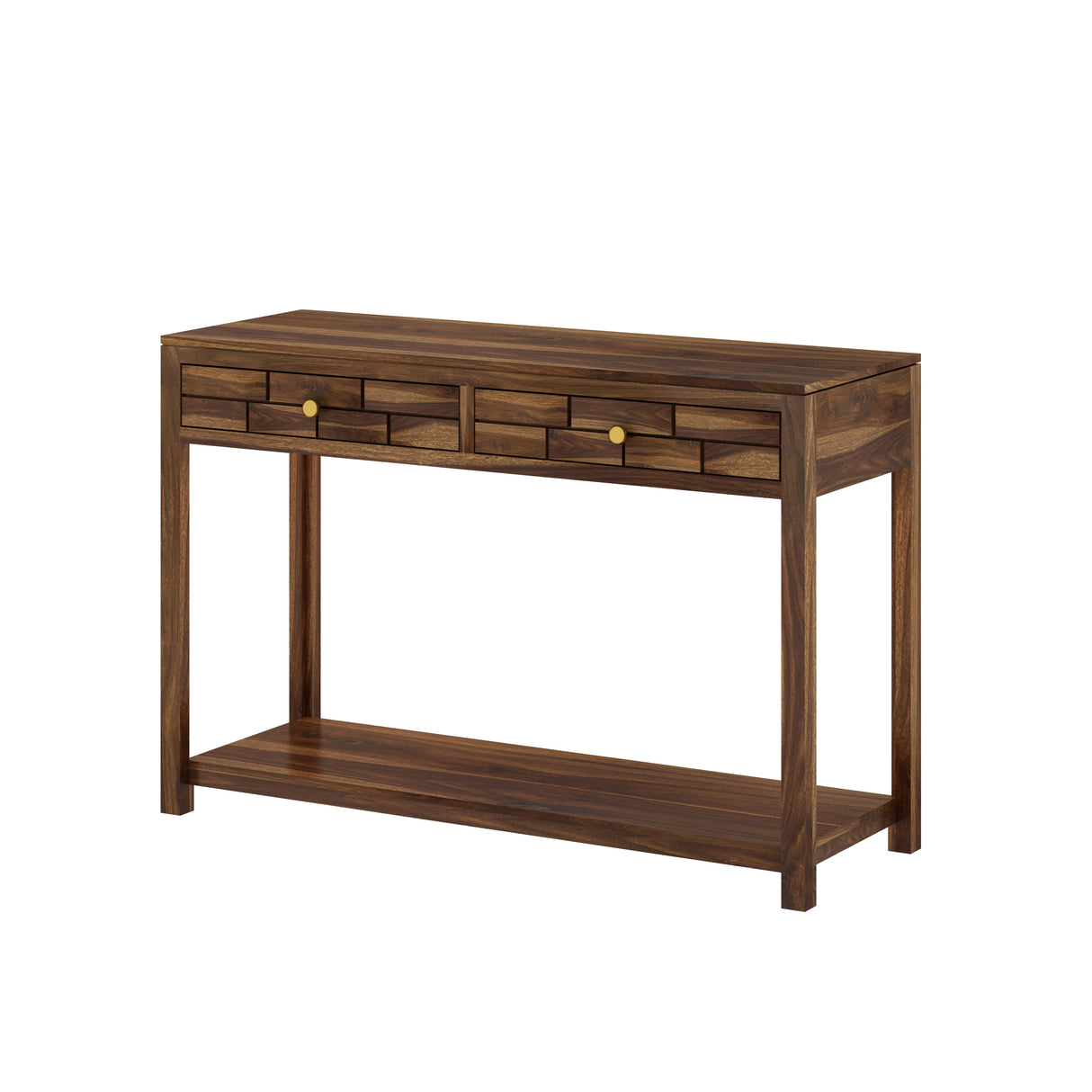 Italian Solid Sheesham Wood Console Table With Two Drawer - 3 Years Warranty