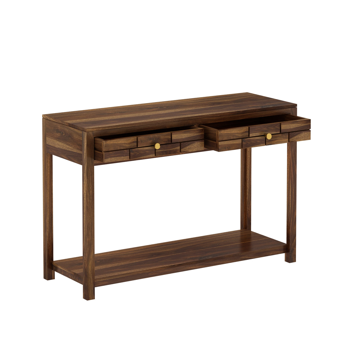 Italian Solid Sheesham Wood Console Table With Two Drawer - 3 Years Warranty