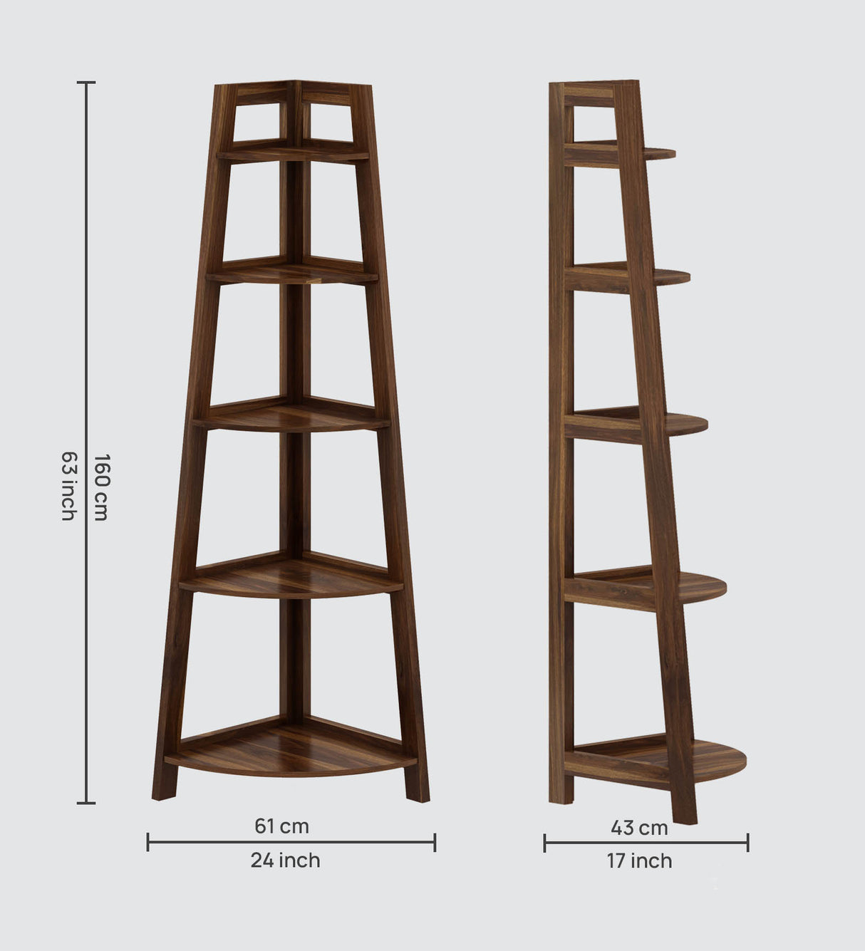 Italian Solid Sheesham Wood Corner Shelf - 3 Years Warranty