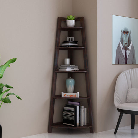 Italian Solid Sheesham Wood Corner Shelf - 3 Years Warranty