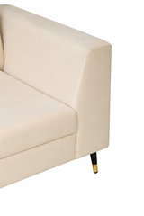 CUBA Three Seater Upholstered Sofa Velvet - 12 Months Warranty - Beige Swed
