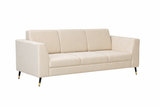 CUBA Three Seater Upholstered Sofa Velvet - 12 Months Warranty - Beige Swed