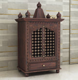 Brass Solid Sheesham Wood Mandir - 3 Years Warranty