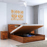 Maharaja Groove Solid Sheesham Wood Bed with Hydraulic Box and Headboard Storage - 3 years Warranty