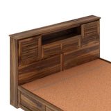 Maharaja Groove Solid Sheesham Wood Bed with Hydraulic Box and Headboard Storage - 3 years Warranty