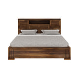 Maharaja Groove Solid Sheesham Wood Bed with Hydraulic Box and Headboard Storage - 3 years Warranty