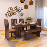 Maharaja Solid Sheesham Wood 6 Seater Dining Table Set - 3 Years Warranty
