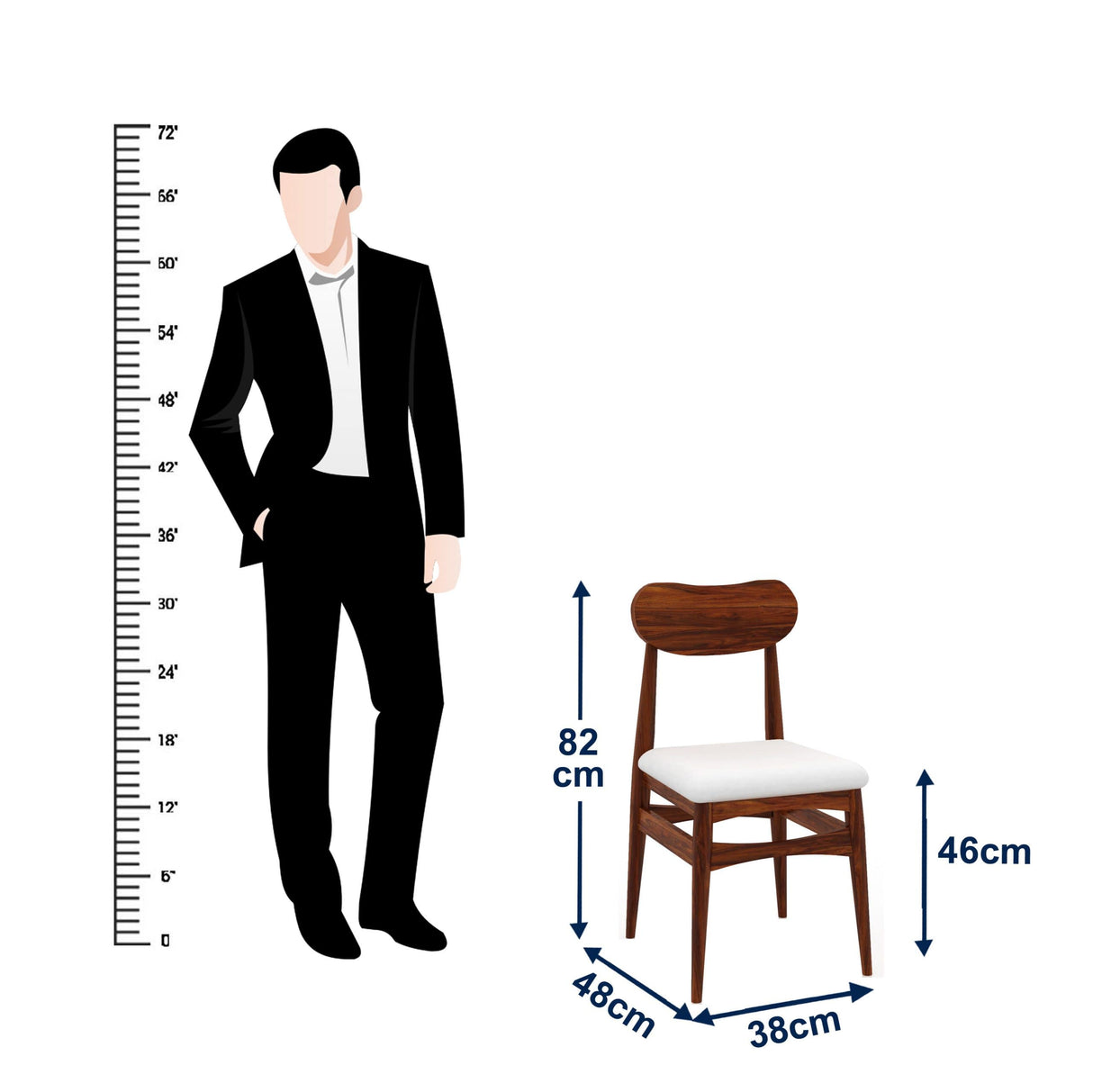 Oval Solid Sheesham Wood Set of-2 Office/Study/Dining Chair - 3 years Warranty