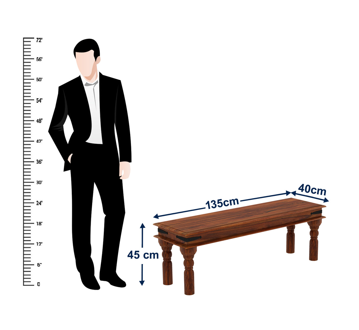 Akon Solid Sheesham Wood Dining Bench - 3 Years Warranty