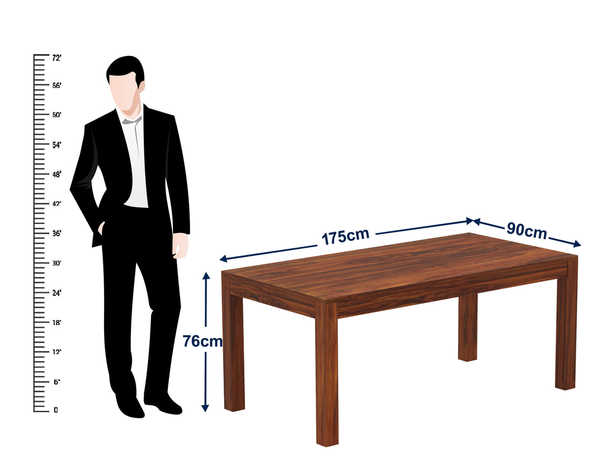 Latin Solid Sheesham Wood 6 Seater Dining Table Set - 3 Years Warranty