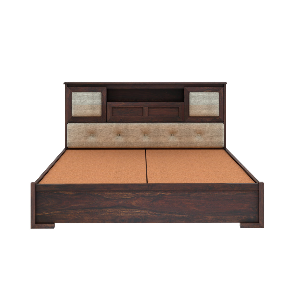 Maharaja Solid Sheesham Wood Bed with Headboard Storage - 3 Years Warranty