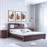 Maharaja Solid Sheesham Wood Bed with Headboard Storage - 3 Years Warranty