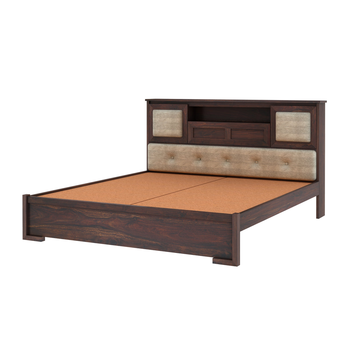 Maharaja Solid Sheesham Wood Bed with Headboard Storage - 3 Years Warranty