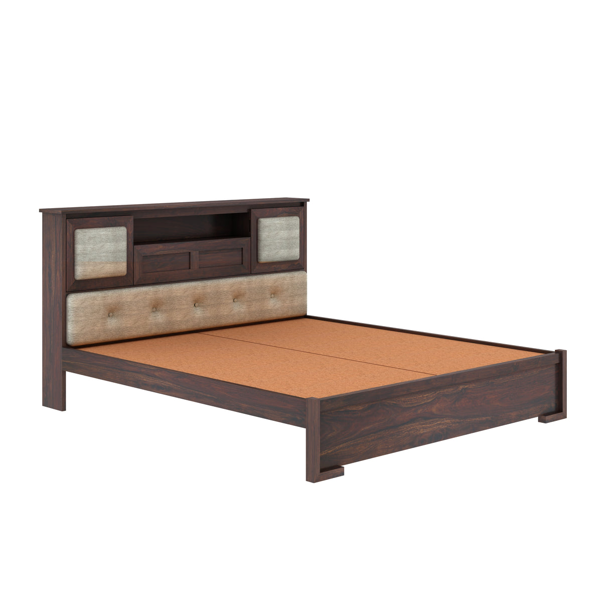 Maharaja Solid Sheesham Wood Bed with Headboard Storage - 3 Years Warranty