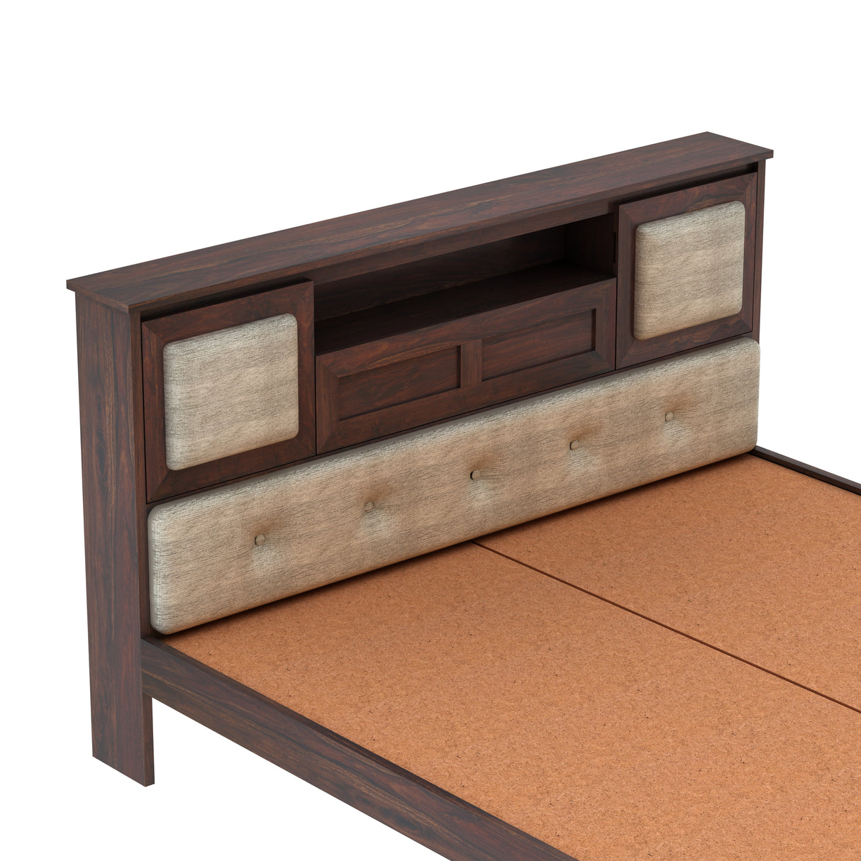 Maharaja Solid Sheesham Wood Bed with Headboard Storage - 3 Years Warranty