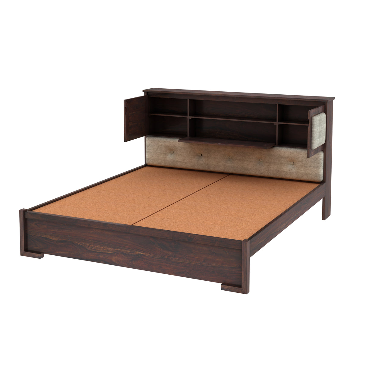 Maharaja Solid Sheesham Wood Bed with Headboard Storage - 3 Years Warranty