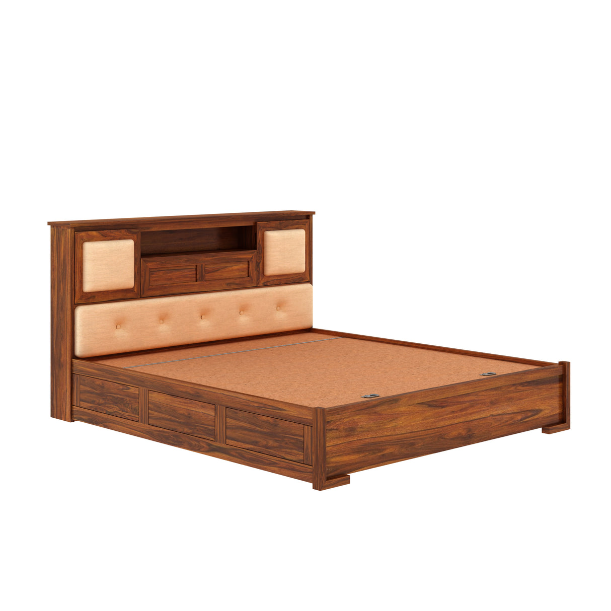 Maharaja Solid Sheesham Wood Bed with Hydraulic Box and Headboard Storage - 3 Years Warranty
