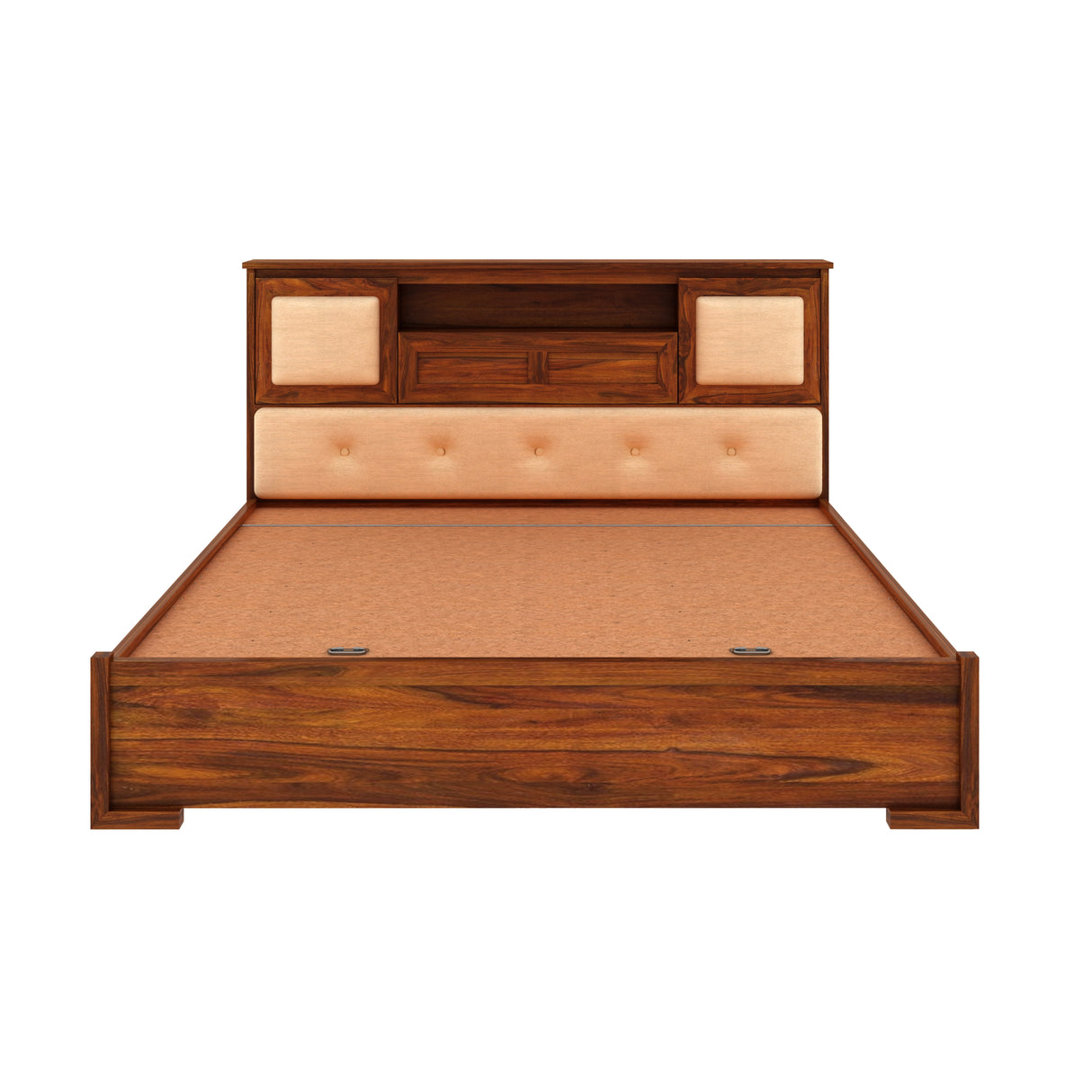 Maharaja Solid Sheesham Wood Bed with Hydraulic Box and Headboard Storage - 3 Years Warranty