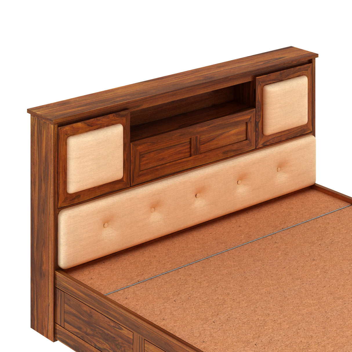 Maharaja Solid Sheesham Wood Bed with Hydraulic Box and Headboard Storage - 3 Years Warranty