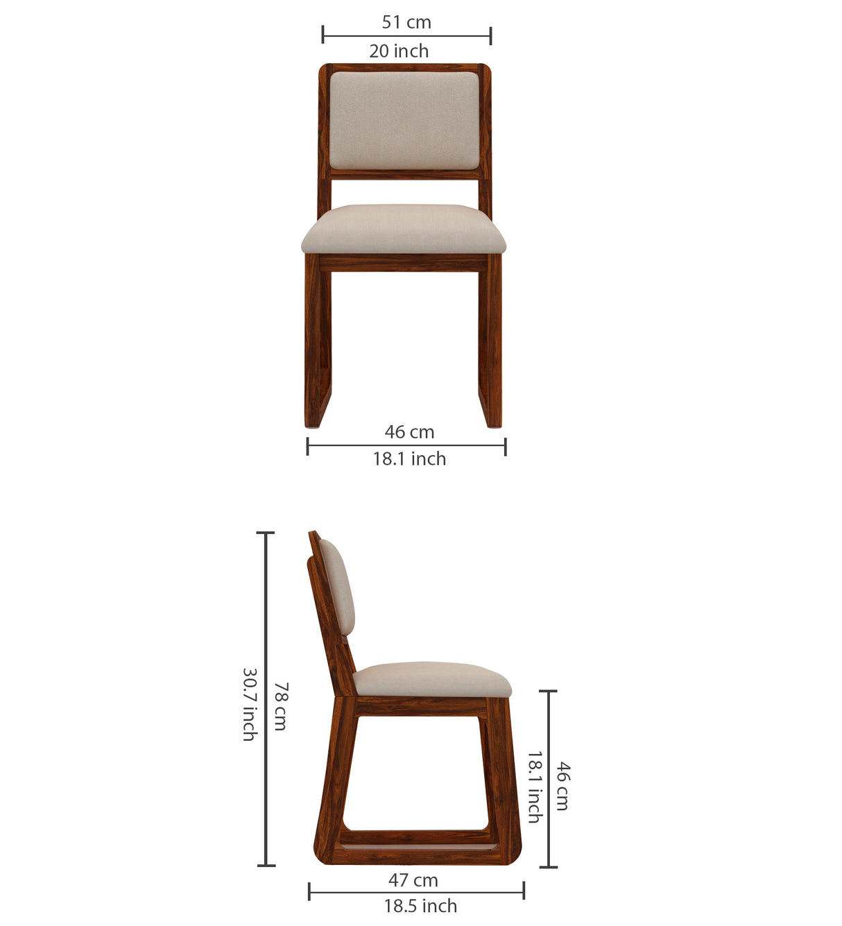 Peter Solid Sheesham Wood Office/Study/Dining Chair - 3 Years Warranty