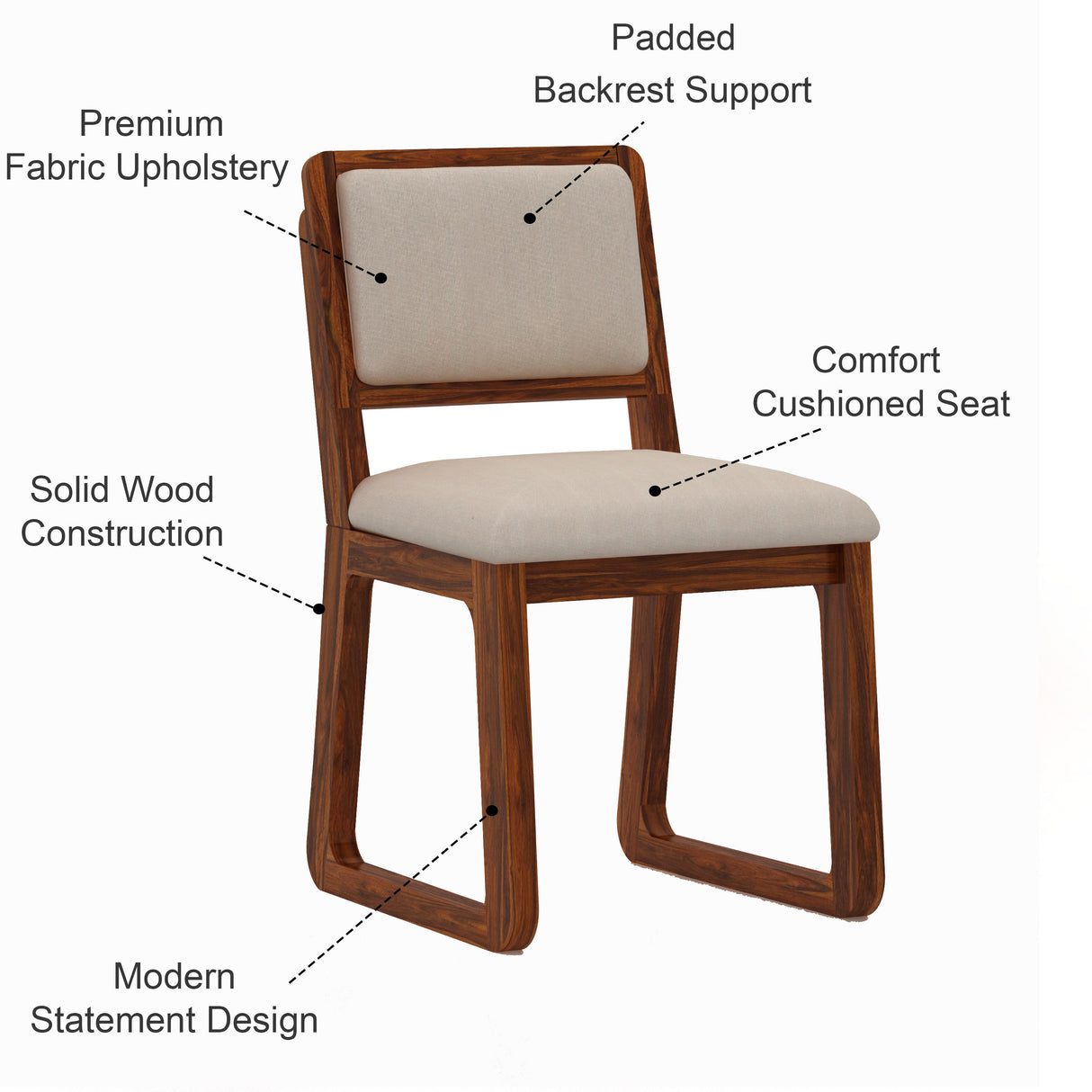 Peter Solid Sheesham Wood Office/Study/Dining Chair - 3 Years Warranty