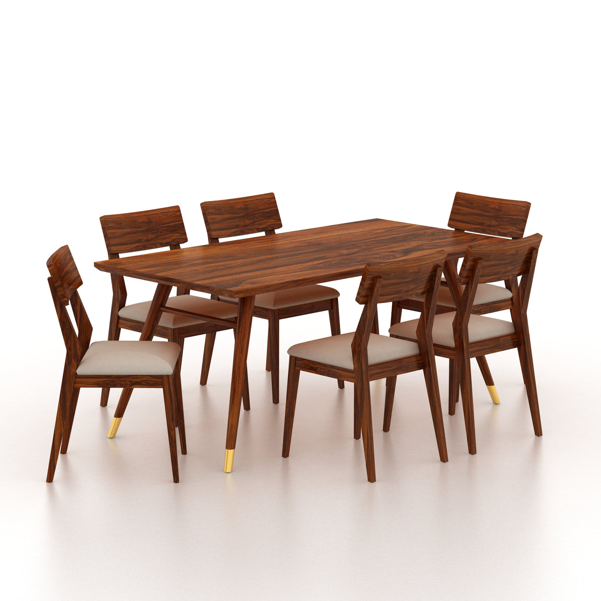 Elley Solid Sheesham Wood 6 Seater Dining Set - 3 Years Warranty