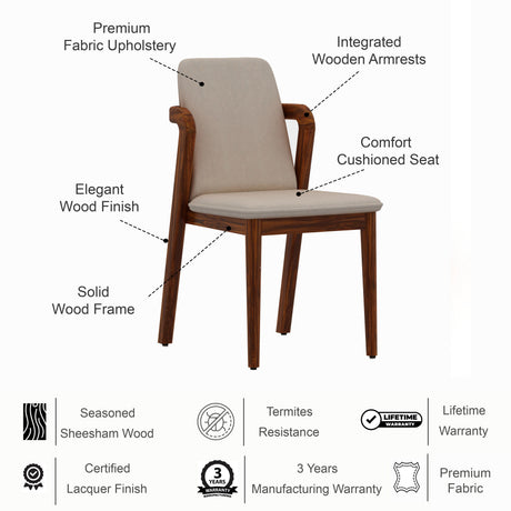 Watson Solid Sheesham Wood Office/Study/Dining Chair - 3 Years Warranty
