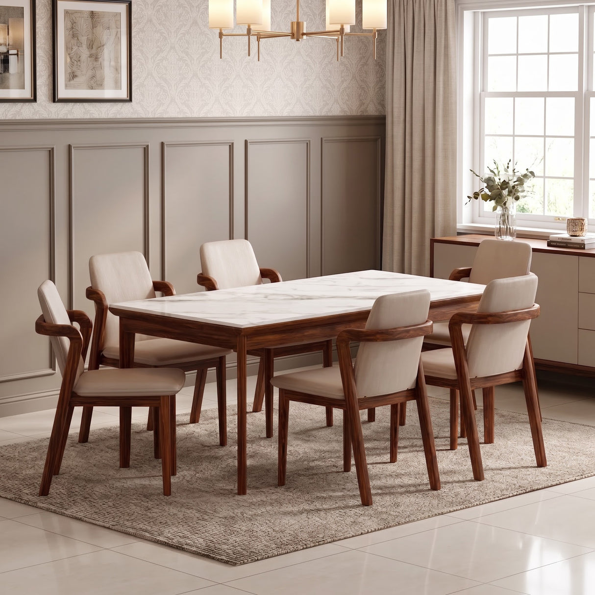 Watson Solid Sheesham Wood 6 Seater Dining Set - 3 Years Warranty
