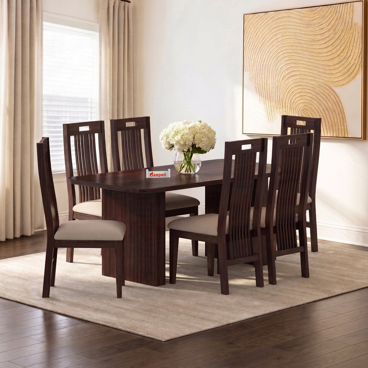 Vegator Solid Sheesham Wood 6 Seater Dining Table Set - 3 Years Warranty