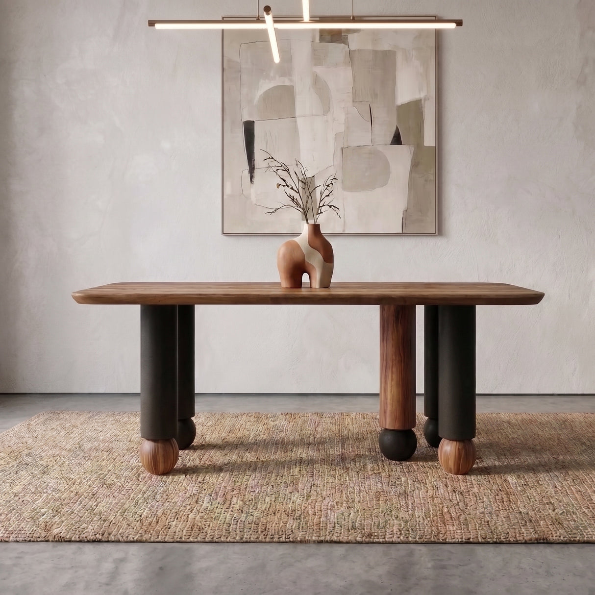 Genova Solid Acacia Wood 6 Seater Dining Table Set - 3 Years Warranty