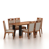 Genova Solid Acacia Wood 6 Seater Dining Table Set - 3 Years Warranty