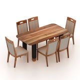 Genova Solid Acacia Wood 6 Seater Dining Table Set - 3 Years Warranty