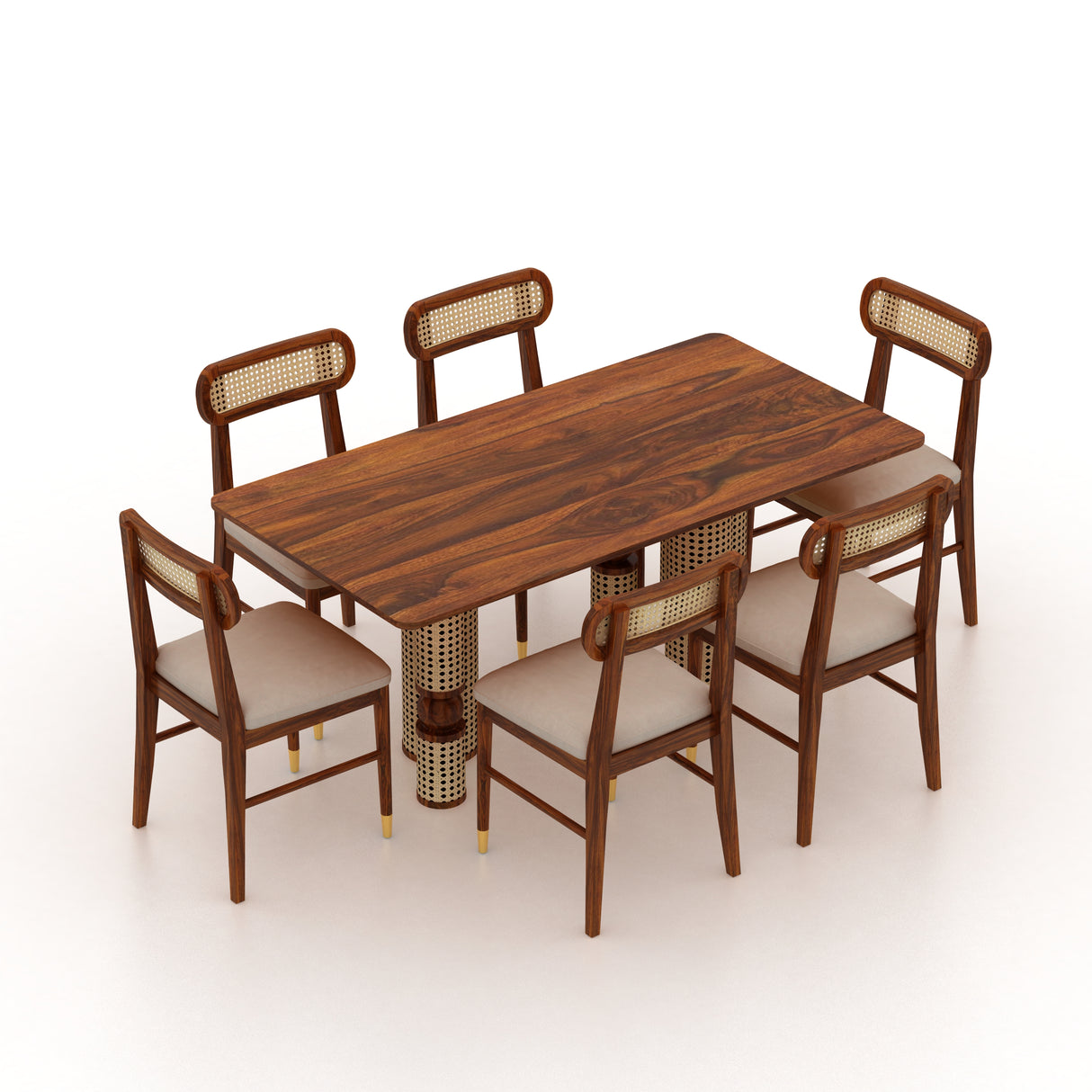 Naptune Solid Sheesham Wood 6 Seater Dining Set - 3 Years Warranty