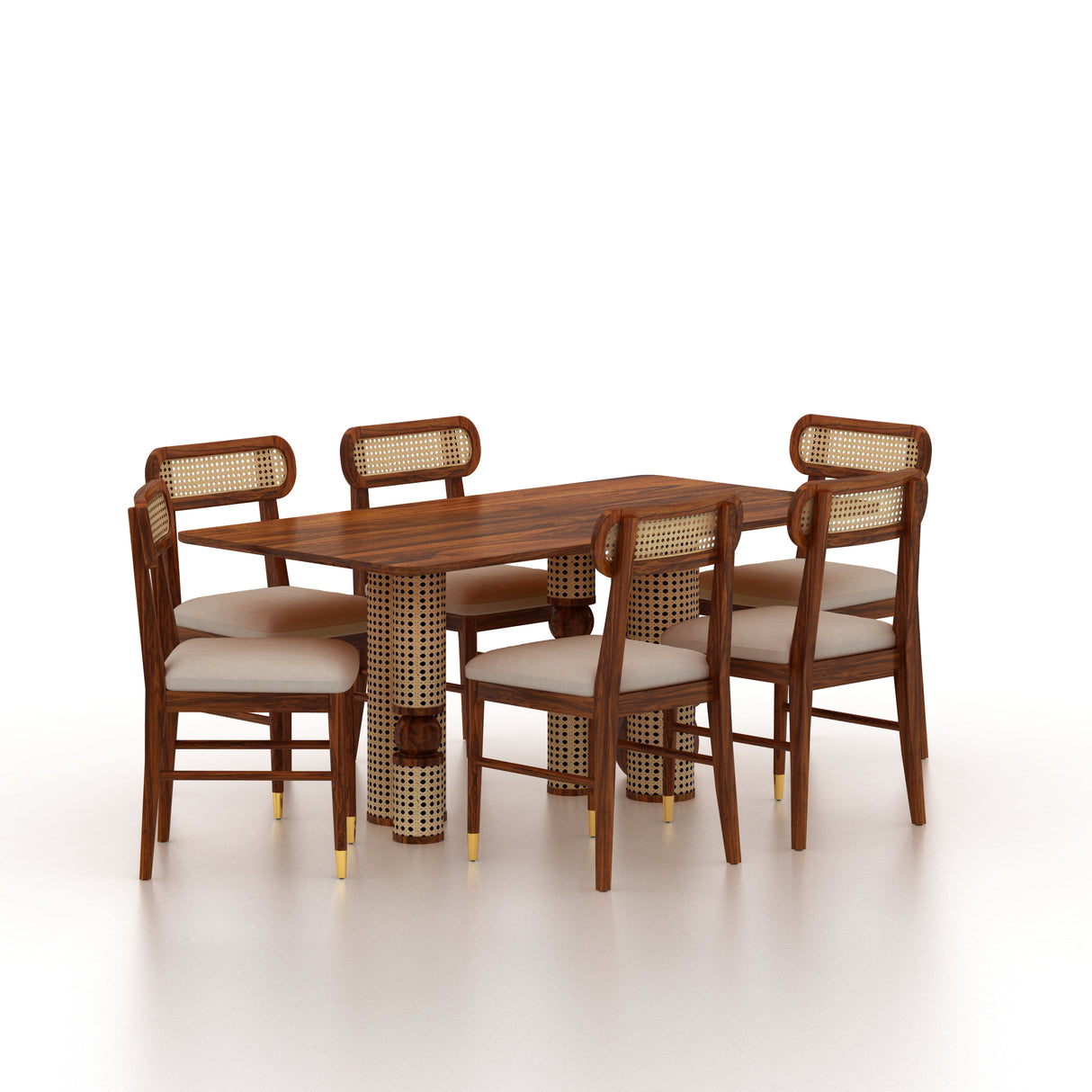 Naptune Solid Sheesham Wood 6 Seater Dining Set - 3 Years Warranty
