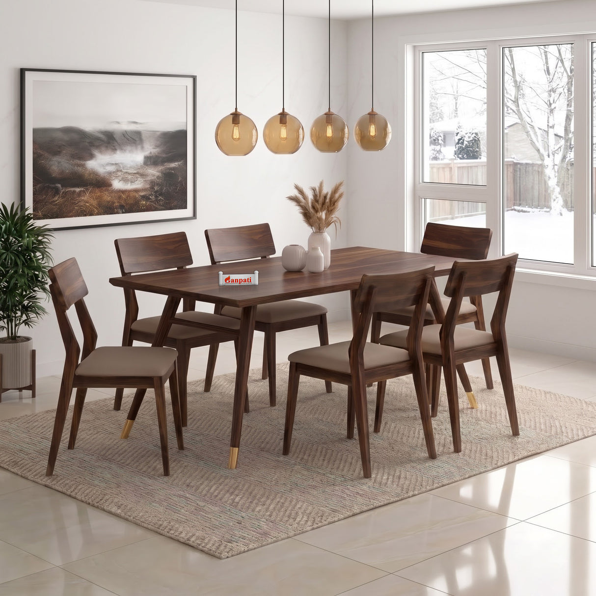 Elley Solid Sheesham Wood 6 Seater Dining Set - 3 Years Warranty