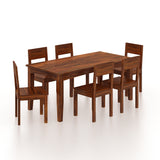 Swiss Solid Sheesham Wood 6 Seater Dining Table Set - 3 Years Warranty