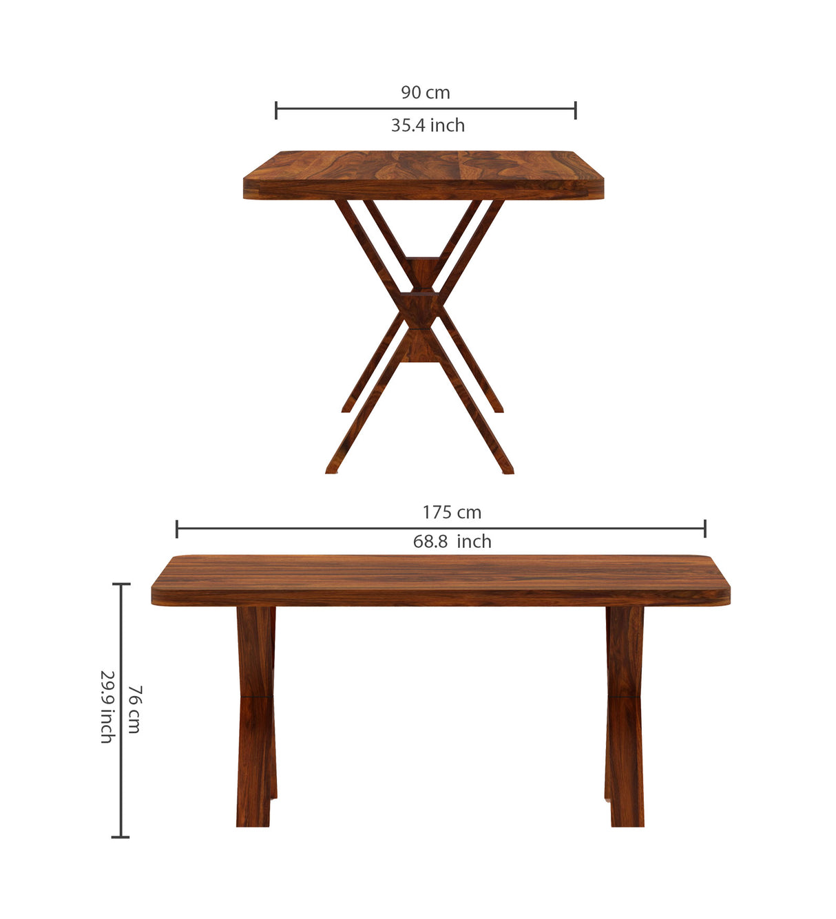 MARTIN Solid Sheesham Wood 6 Seater Dining Table Set - 3 Years Warranty