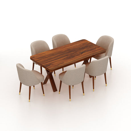 MARTIN Solid Sheesham Wood 6 Seater Dining Table Set - 3 Years Warranty