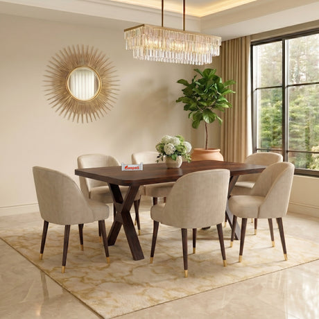 MARTIN Solid Sheesham Wood 6 Seater Dining Table Set - 3 Years Warranty