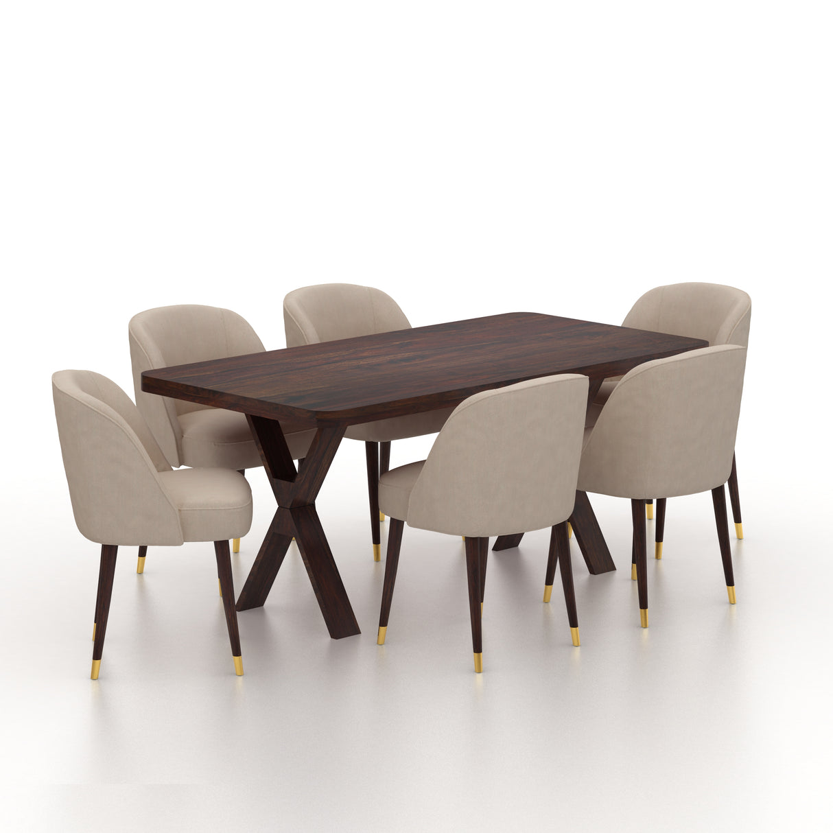 MARTIN Solid Sheesham Wood 6 Seater Dining Table Set - 3 Years Warranty