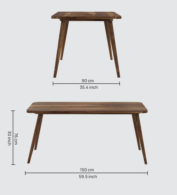 Emporio Solid Sheesham Wood 6 Seater Dining Table - 3 Years Warranty