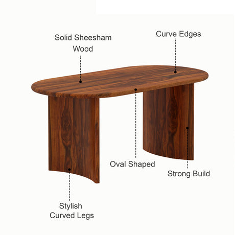 CHICAGO Solid Sheesham Wood 6 Seater Dining Table Set - 3 Years Warranty