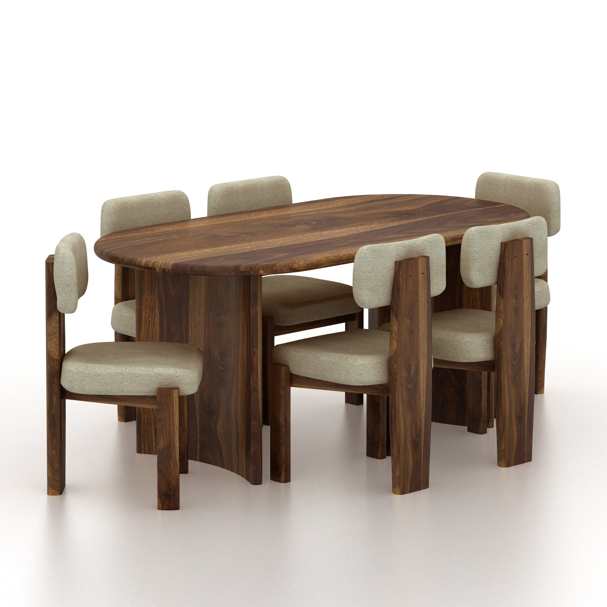 CHICAGO Solid Sheesham Wood 6 Seater Dining Table Set - 3 Years Warranty