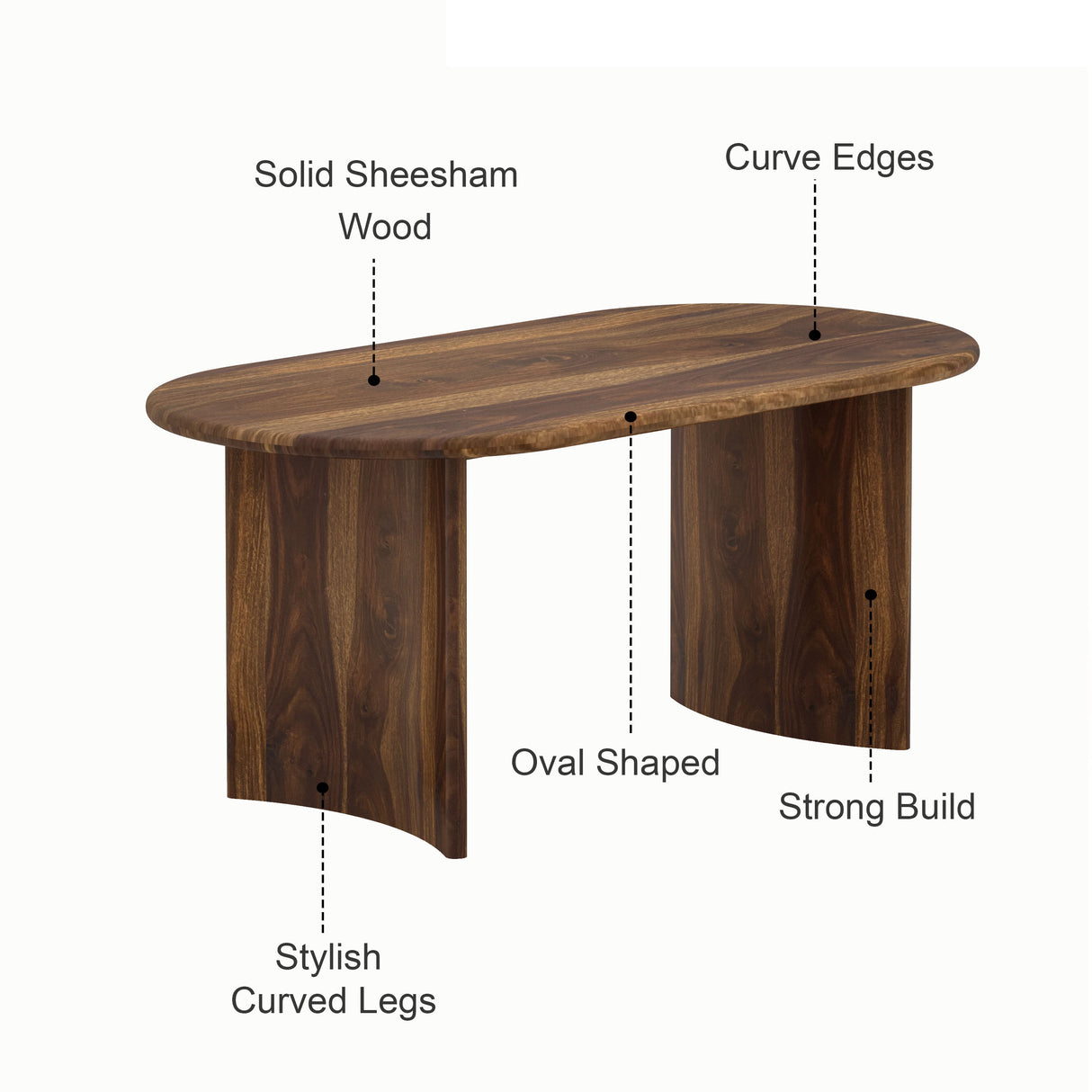 CHICAGO Solid Sheesham Wood 6 Seater Dining Table Set - 3 Years Warranty