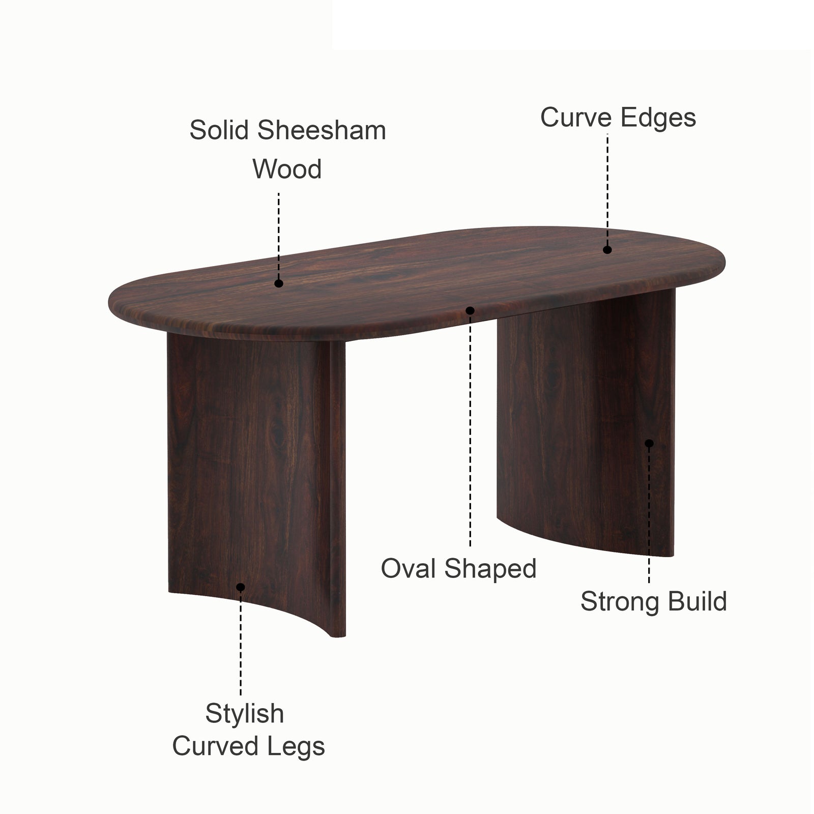 CHICAGO Solid Sheesham Wood 6 Seater Dining Table Set - 3 Years Warranty features