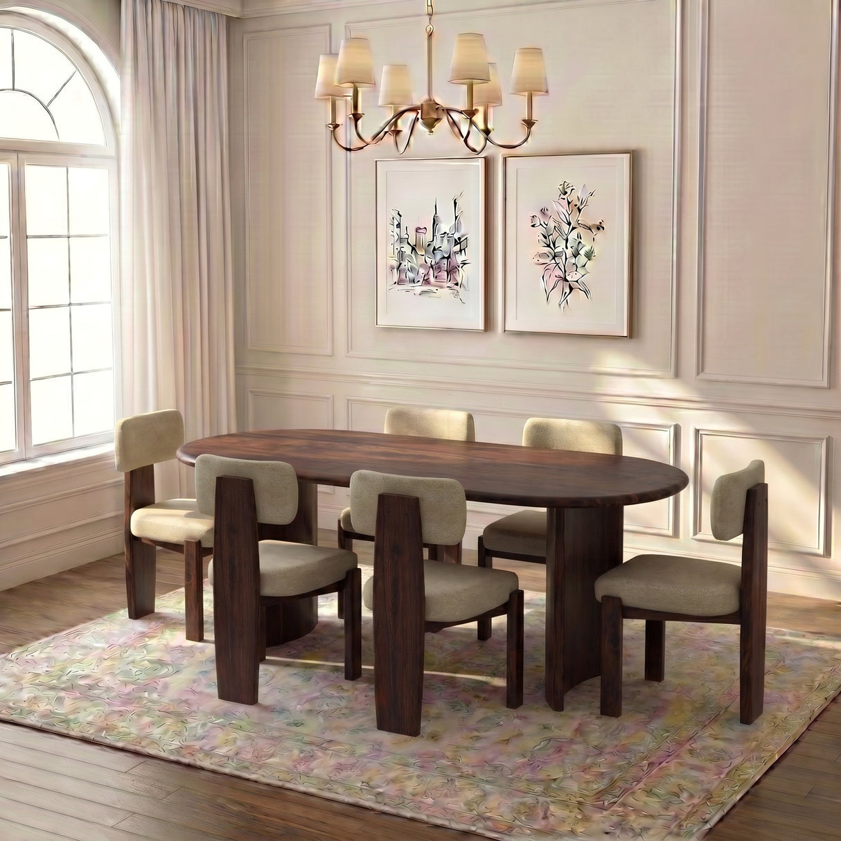 CHICAGO Solid Sheesham Wood 6 Seater Dining Table Set - 3 Years Warranty